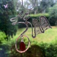 Silver Wire Wrapped Dragon Pendant with Ruby